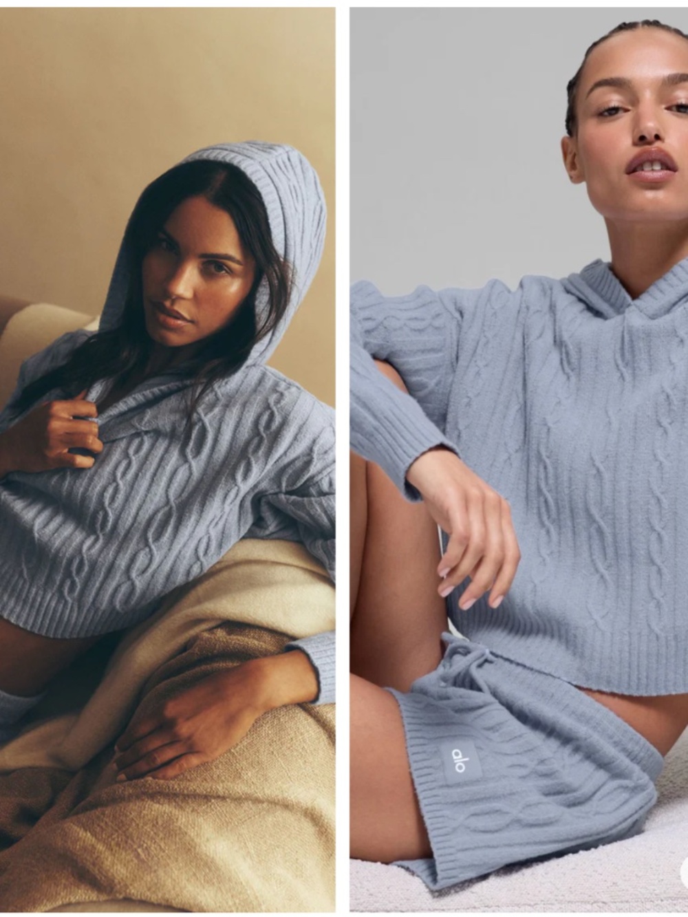 Cable Knit Winter Bliss Hoodie - Winter Frost